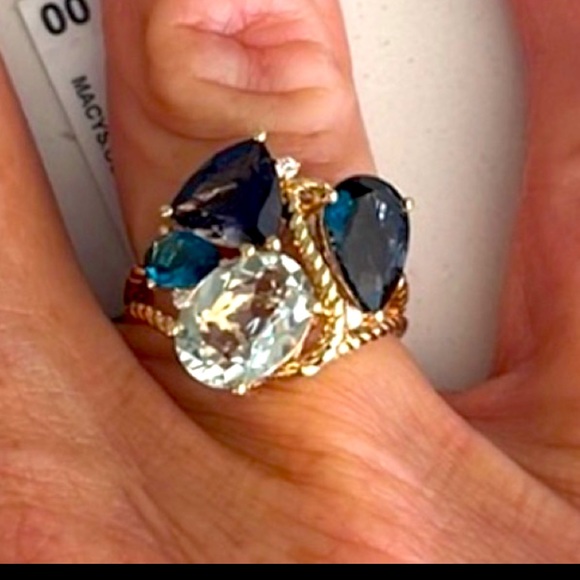 Classy Unique EFFY 6.75tcw Diamond & Topaz Amethyst Multi-Gemstone 14k Gold Ring - Picture 2 of 8